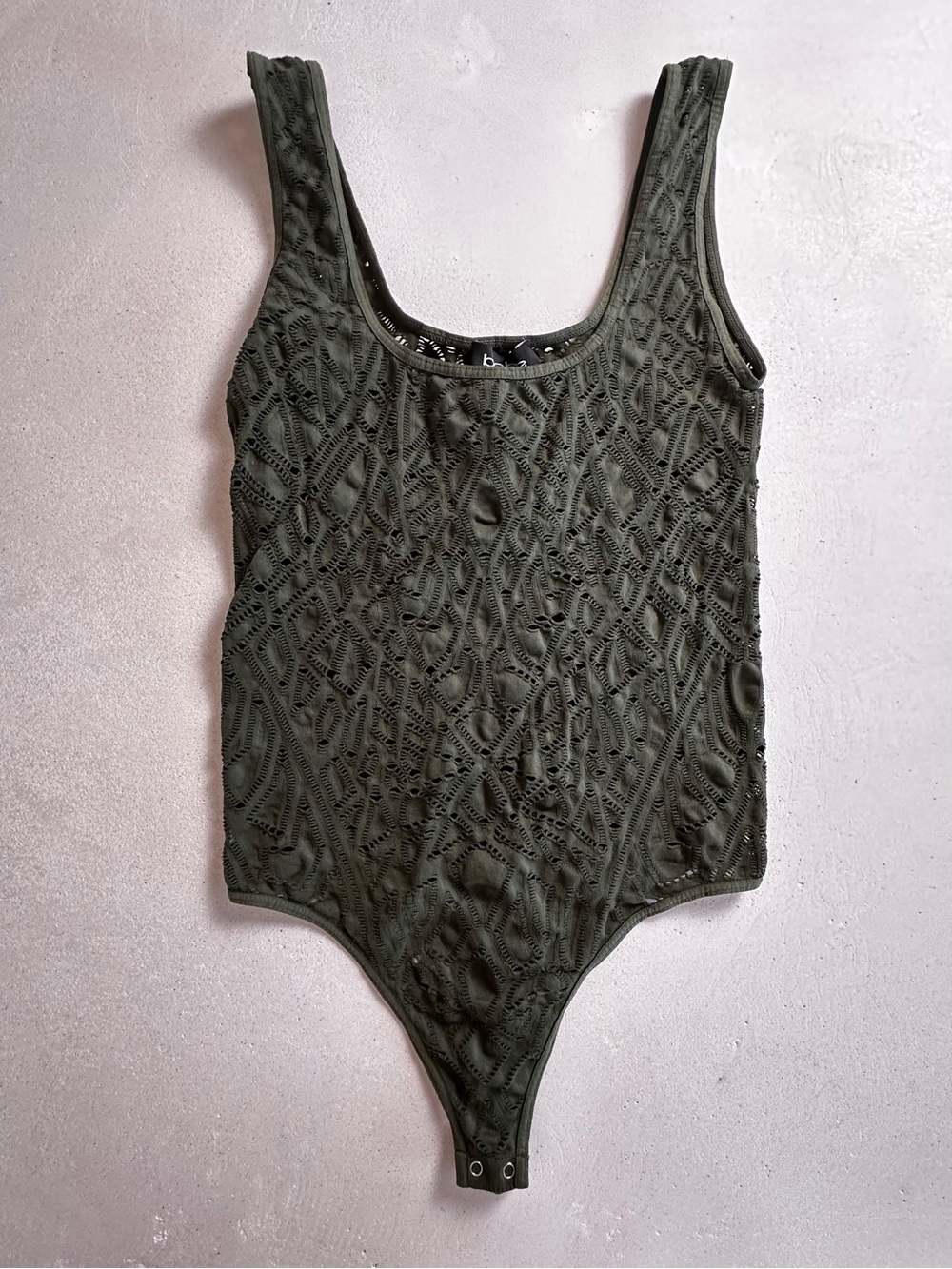 Authentic bebe Olive Green Lace One-Piece Bodysuit